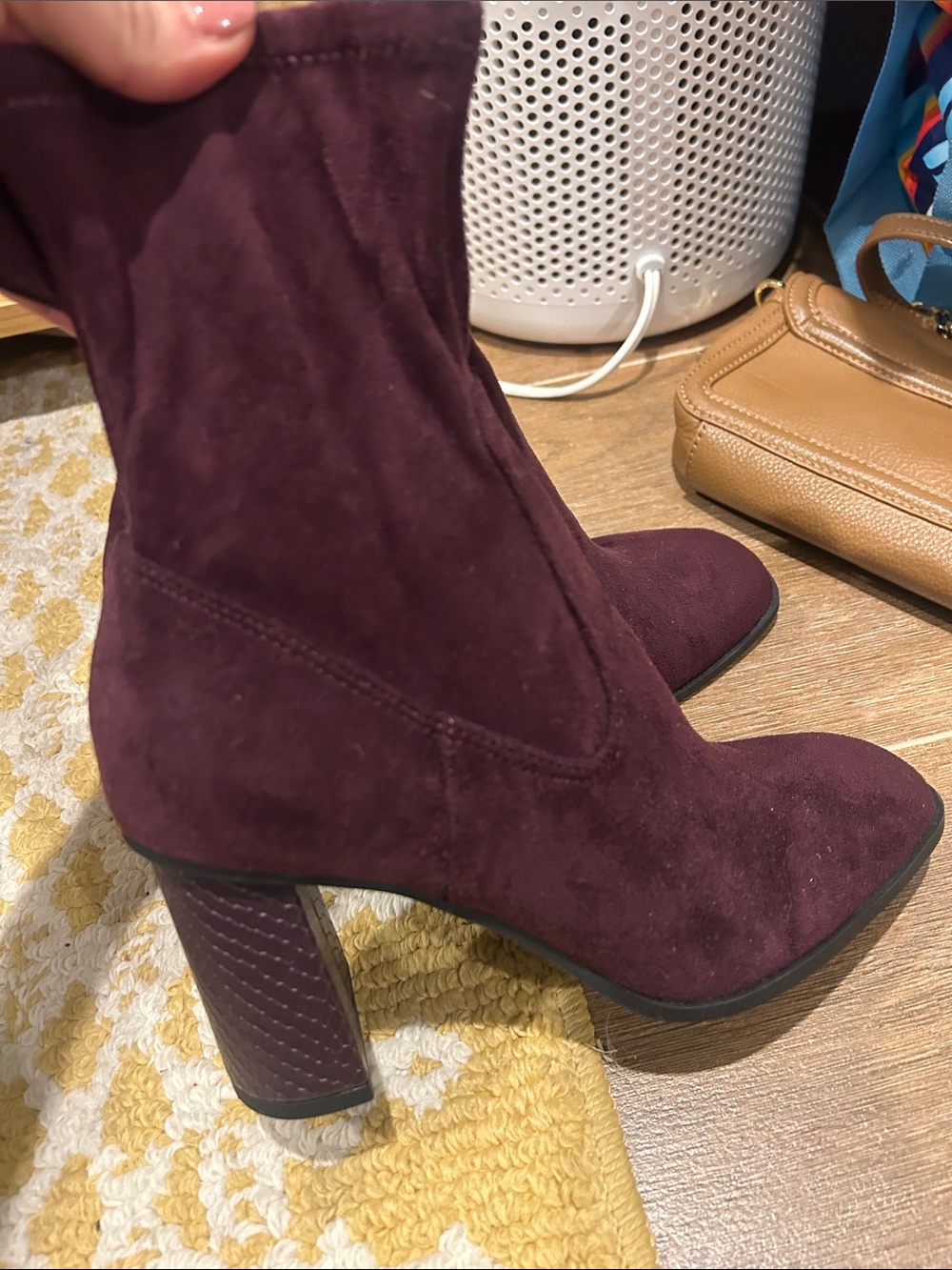 Dolce Vita Plum Suede Block Heel Ankle Boots